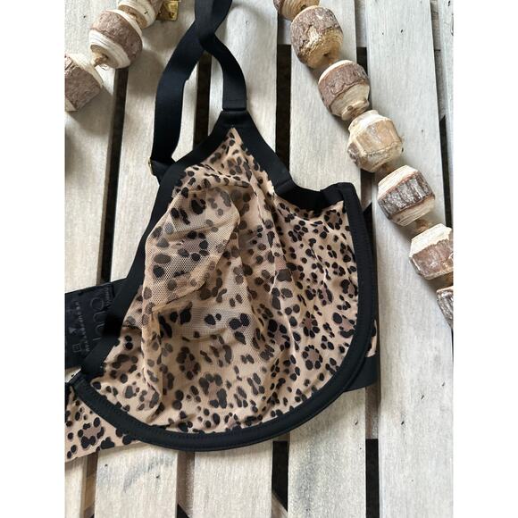 CUUP The Plunge Animal Leopard Print Mesh Bra, 36H - Picture 3 of 5